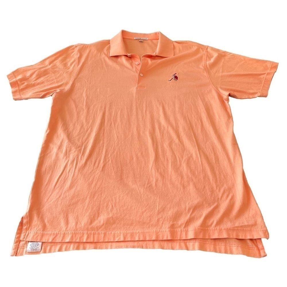 Peter Millar 100% Cotton Golf Shirt Orange Size Large